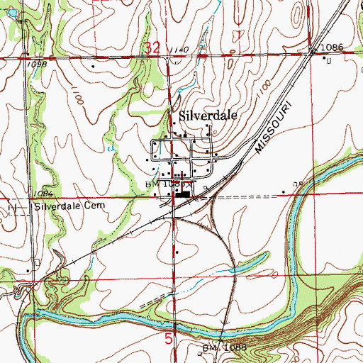 Topographic Map of Silverdale, KS