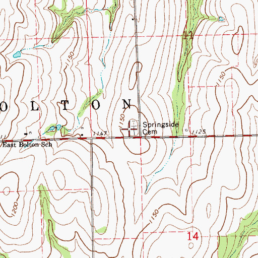 Topographic Map of Springside Cemetery, KS