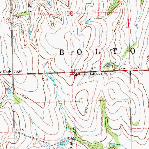 Topographic Map of East Bolton School, KS