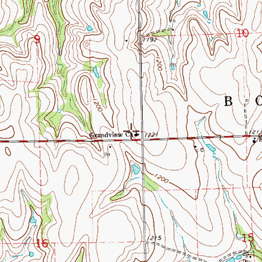 Topographic Map of Grandview Church, KS