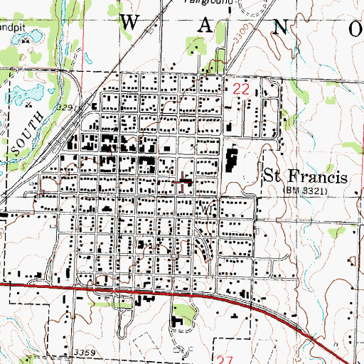 Topographic Map of Saint Francis Elementary School, KS