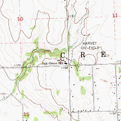 Topographic Map of Oak Grove School (historical), KS