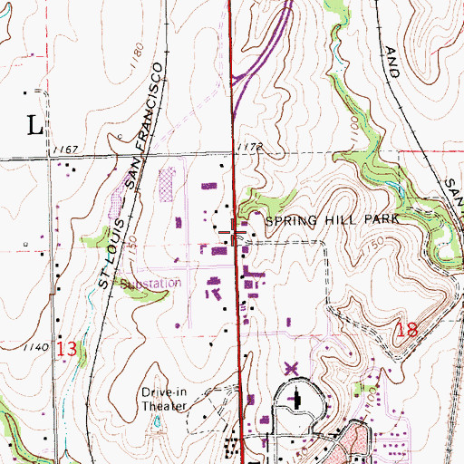 Topographic Map of Spring Hill Park, KS