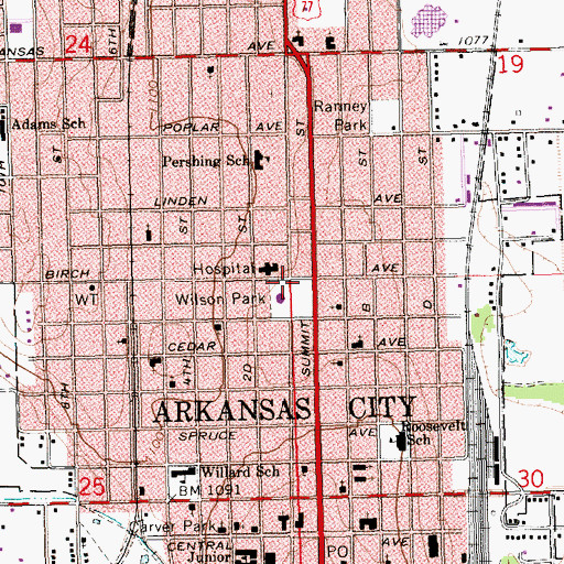 Topographic Map of Wilson Park, KS