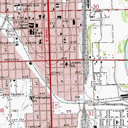 Topographic Map of Lincoln Early Childhood Center, KS