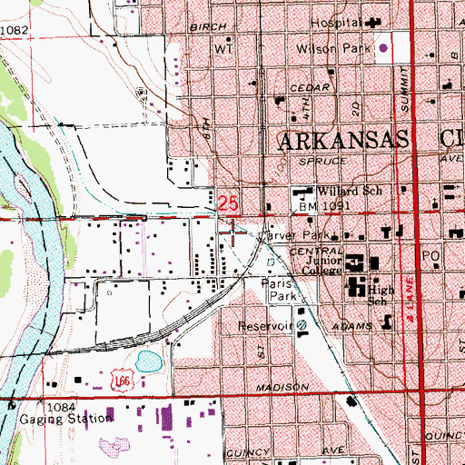 Topographic Map of Carver Park, KS