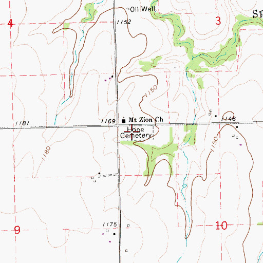 Topographic Map of Hope Cemetery, KS