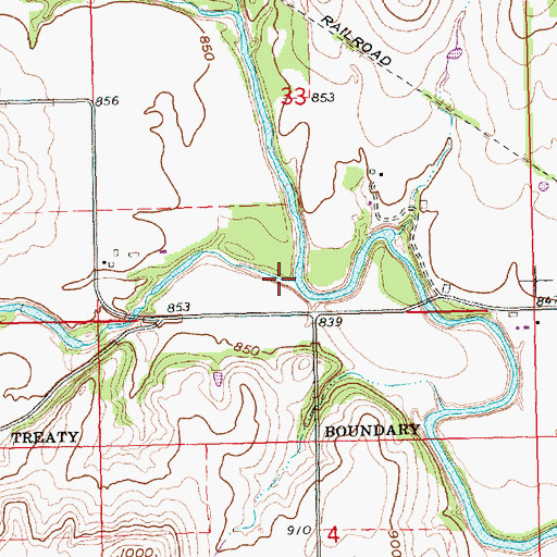 Topographic Map of Rock Creek, KS