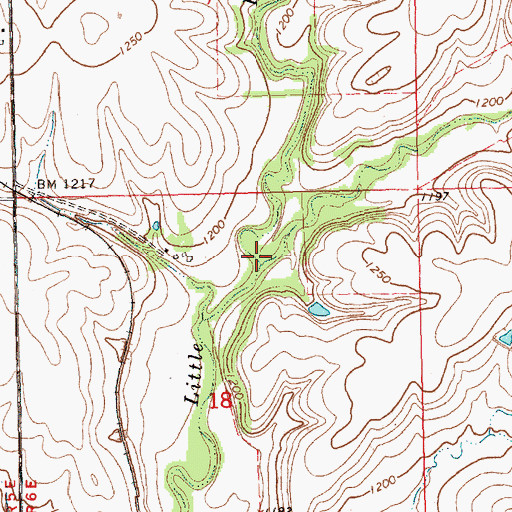 Topographic Map of Shellrock Creek, KS