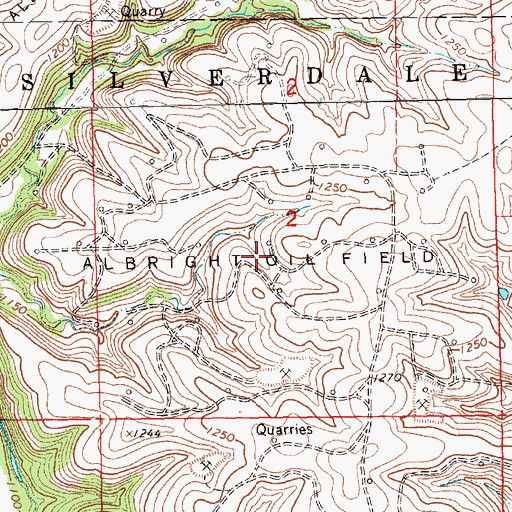 Topographic Map of Albright Oil Field, KS