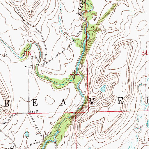 Topographic Map of Mud Creek, OK