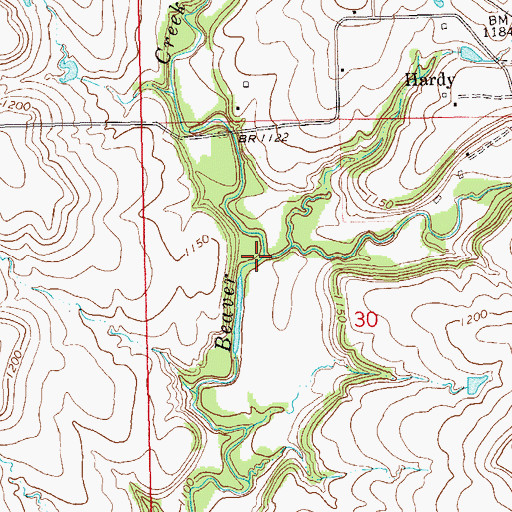 Topographic Map of Myers Creek, OK