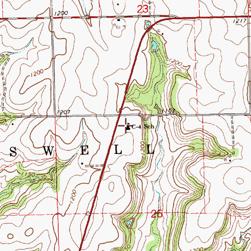 Topographic Map of C - 4 Elementary School, KS