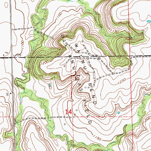 Topographic Map of Walnut Bend Oil and Gas Field, KS