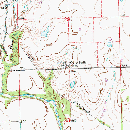 Topographic Map of Ozro Cemetery, KS