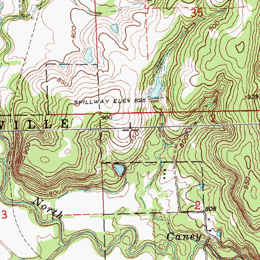 Topographic Map of East Branch Grant Creek, KS