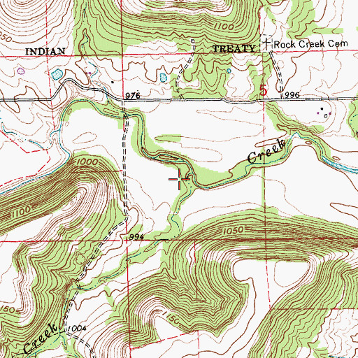Topographic Map of Whartenby Creek, KS