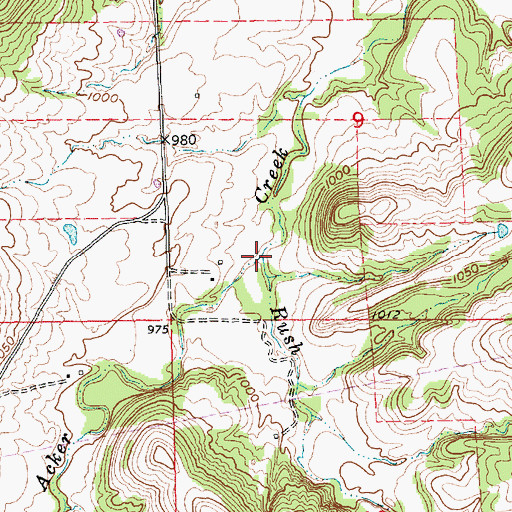 Topographic Map of Rush Creek, KS