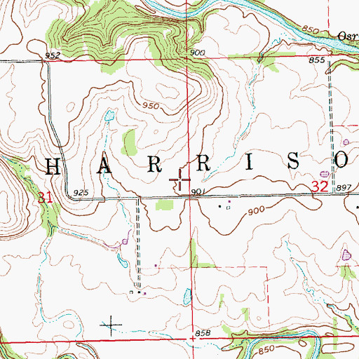 Topographic Map of Township of Harrison, KS