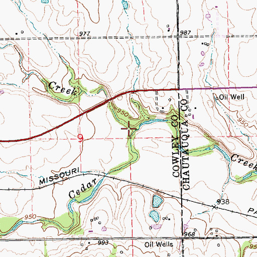 Topographic Map of North Cedar Creek, KS