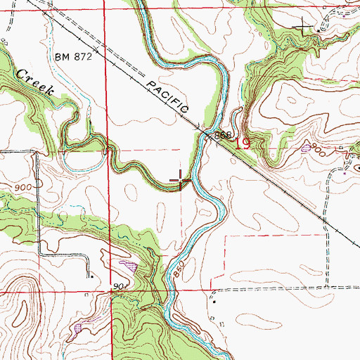 Topographic Map of Cedar Creek, KS