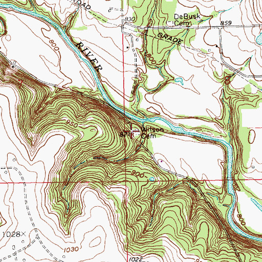 Topographic Map of Wilson Cemetery, KS