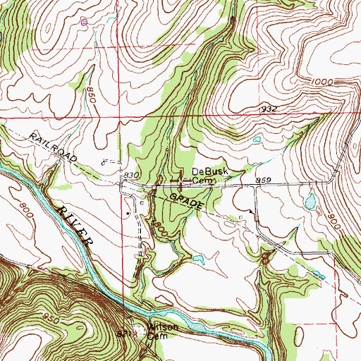 Topographic Map of De Bask Cemetery, KS