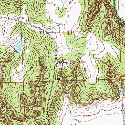 Topographic Map of Elgin Cemetery, KS