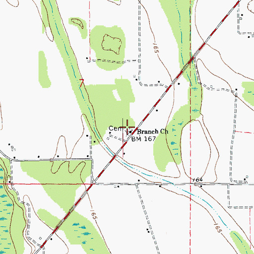Topographic Map of Branch Church, AR