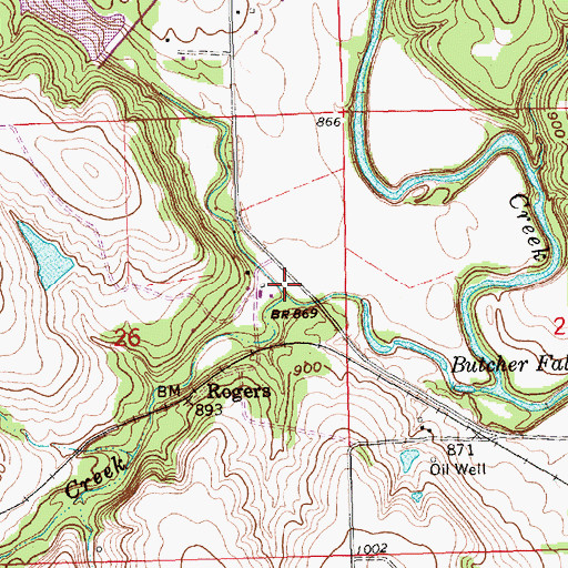 Topographic Map of Rock Creek, KS