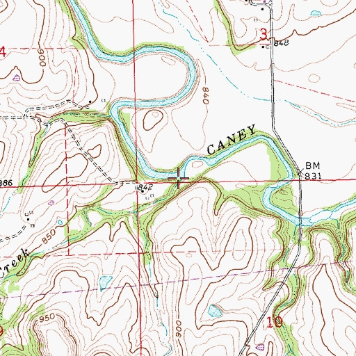 Topographic Map of Possum Trot Creek, KS