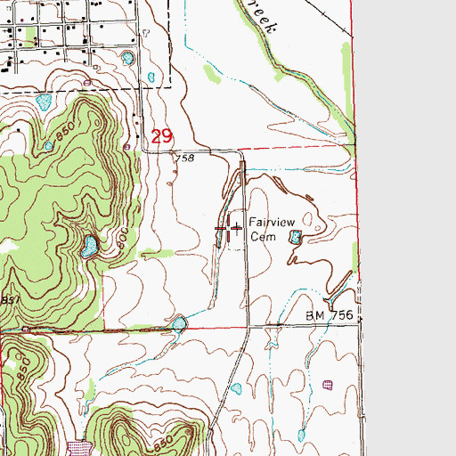 Topographic Map of Fairview Cemetery, KS