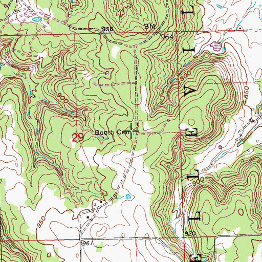 Topographic Map of Booth Cemetery, KS