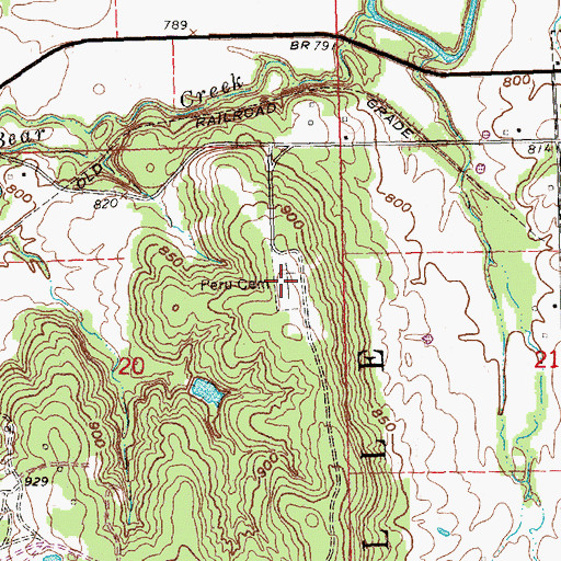 Topographic Map of Peru Cemetery, KS