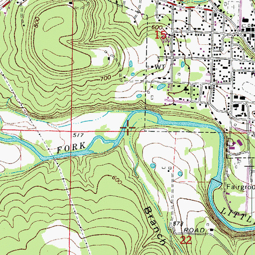 Topographic Map of Branch Hollow, AR