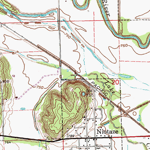 Topographic Map of Davis Creek, KS