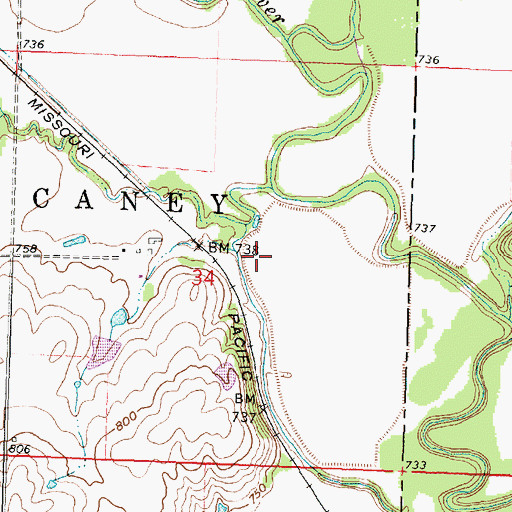 Topographic Map of Lake Creek, KS