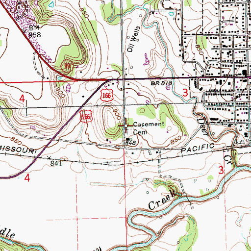 Topographic Map of Casement Cemetery, KS