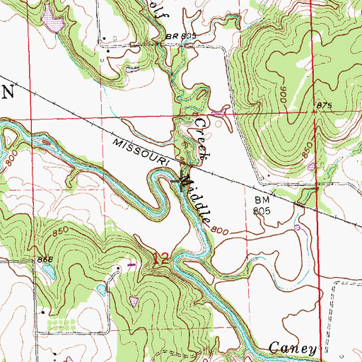 Topographic Map of Wolf Creek, KS