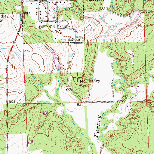 Topographic Map of McClarney Cemetery, KS