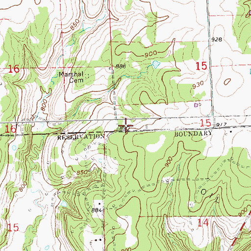 Topographic Map of Robert Marshall Cemetery, KS