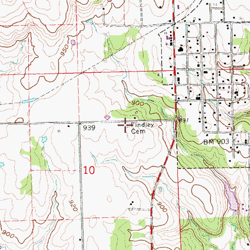 Topographic Map of Findley Cemetery, KS