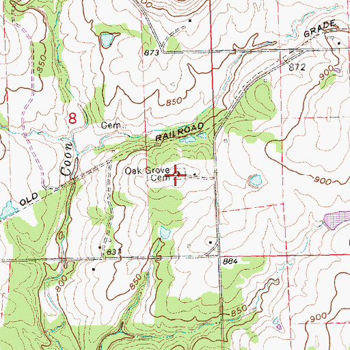 Topographic Map of Oak Grove Cemetery, KS