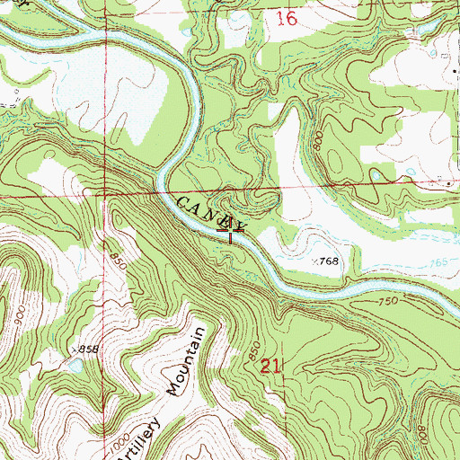 Topographic Map of Coon Creek, OK