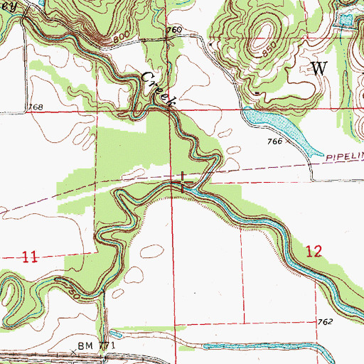 Topographic Map of Middle Caney Creek, KS