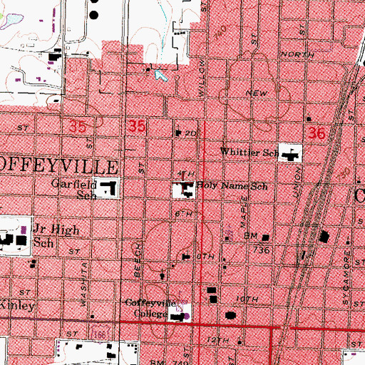 Topographic Map of Holy Name Catholic School, KS