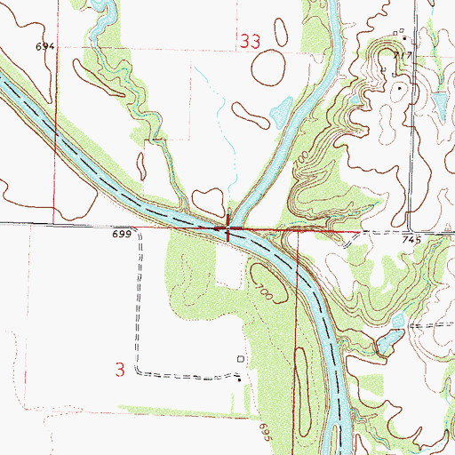 Topographic Map of Snow Creek, OK