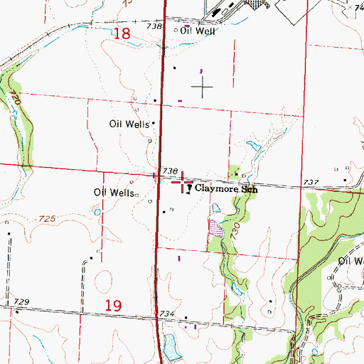 Topographic Map of Claymore School, KS