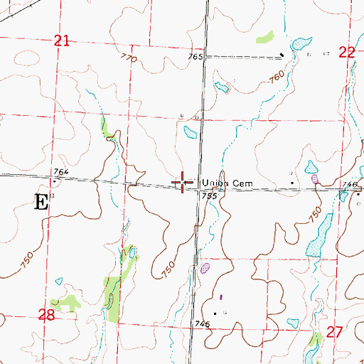 Topographic Map of Union Cemetery, KS