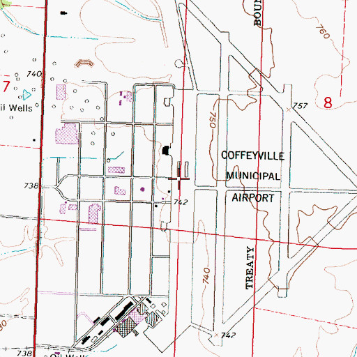 Topographic Map of Coffeyville Municipal Airport, KS